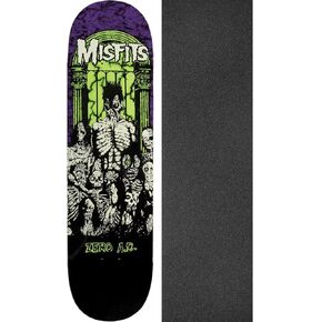 سطح لوح التزلج Zero Skateboard Misfits Fiend Skull Glow - مقاس 8.25 بوصة × 31.9 بوصة مع شريط قبضة لوح التزلج الأسود السحري باللون الأسود الفائق - مجموعة من قطعتين in Kuwait