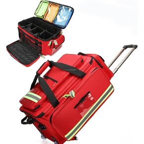Nurse Rolling Bag Emergency Rescue Kit for Outdoor Hiking, Large Capacity Medical Trolley Bag Empty, with Multiple Pockets and Compartments, for Home Health Nurses, Doctors, EMT, EMS in Kuwait