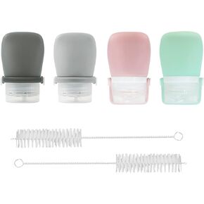 4Pcs Squeeze Salad Dressing Bottles, Leakproof Mini Sauce Condiment Bottles and Portable Dressing for Lunch with Bandage, Salad Dressing to Go Container with 2Pcs Cleaning Brush (38ml) in Kuwait