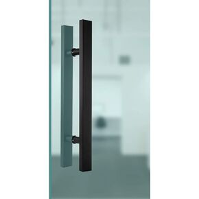 Black Heavy Duty Stainless Steel Square Tube Commercial Push-Pull Door Handle/Glass Door Handle/Barn Door Pull Handle (Black 1200 * 800Mm) in Kuwait