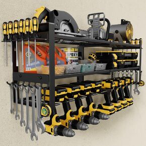 Power Tool Organizer Wall Mount, 3-Tier Tool Storage Rack with 8 Drill Holders, 300LBS Load Heavy Duty Cordless Tool Shelf for Garage Organization, Gift for Men in Kuwait