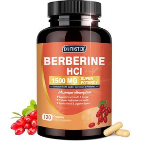 DRFOSTER Berberine HCL 1500mg, Berberine Supplement with Ceylon Cinnamon, Magnesium & Probiotics - Supports Gut Health & Immune System, Non-GMO, 120 Capsules in Kuwait
