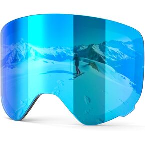 نظارات التزلج مع عدسة مغناطيسية، نظارات التزلج على الجليد للأطفال للأولاد والبنات، مضادة للضباب وحماية من الأشعة فوق البنفسجية للأعمار من 3 إلى 14 عامًا in Kuwait