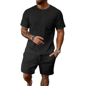 ملابس الشاطئ الصيفية للرجال من Bealin مكونة من قطعتين تي شيرتات وسروال قصير الأكمام عتيقة مجموعات نسيج العطلات in Kuwait