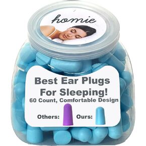 Homie Foam Earplugs for Sleeping, 60 Pair - 33dB Highest NRR, Comfortable Ear Plugs for Sleeping, Snoring, Travel, Concerts, Studying, Loud Noise, Work (Blue, 60 Count) in Saudi Arabia