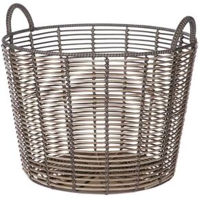 Extra Large Round Poly Rattan Storage Basket with Handles, Decorative Woven Organizer for Blankets, Toys, and Laundry in Saudi Arabia