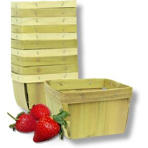 Pint Berry Baskets – Small Wooden Fruit and Vegetable Baskets – Perfect for Farmer’s Markets, Harvesting, Gifting, and Décor (12) in Kuwait
