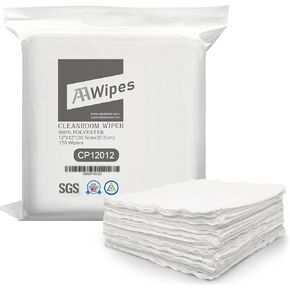 AAwipes Cleanroom Wipers 12"x12" (150 Pcs, 100% Polyester, 120GSM) Double Knit 100% Lint Free Cloths with Ultra-soft, Laser Sealed Edge Ultra-Soft Wipers CP12012 in Saudi Arabia