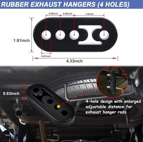 Heavy Duty Rubber Exhaust Hanger Rod Set, 7.6" Long 3/8"Rod 90° + 10" Long Straight Muffler Hanger + 2 Hole 4 Hole Rubber EPDM Bushing Exhaust Rubber Hanger for Automotive (16Pcs) in Kuwait