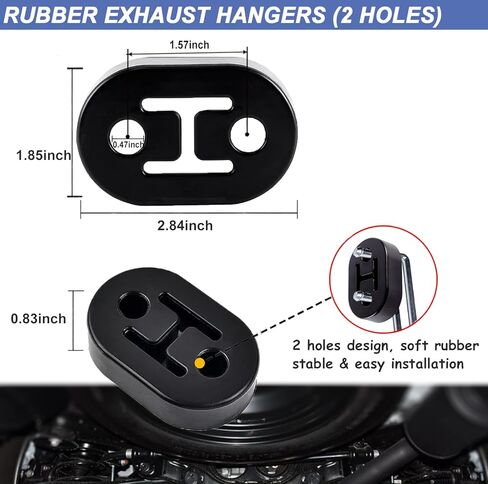 Heavy Duty Rubber Exhaust Hanger Rod Set, 7.6" Long 3/8"Rod 90° + 10" Long Straight Muffler Hanger + 2 Hole 4 Hole Rubber EPDM Bushing Exhaust Rubber Hanger for Automotive (16Pcs) in Kuwait