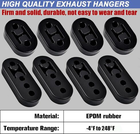 Heavy Duty Rubber Exhaust Hanger Rod Set, 7.6" Long 3/8"Rod 90° + 10" Long Straight Muffler Hanger + 2 Hole 4 Hole Rubber EPDM Bushing Exhaust Rubber Hanger for Automotive (16Pcs) in Kuwait