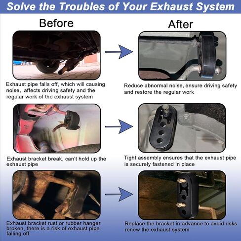 Heavy Duty Rubber Exhaust Hanger Rod Set, 7.6" Long 3/8"Rod 90° + 10" Long Straight Muffler Hanger + 2 Hole 4 Hole Rubber EPDM Bushing Exhaust Rubber Hanger for Automotive (16Pcs) in Kuwait