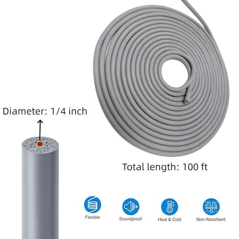 Backer Rod 1/4 Inch, EPDM Rubber Foam Caulk Saver 100 ft Weather Strip Seal Grey for Concrete Joints Wall Cracks Driveway and Joint Fillers in Saudi Arabia