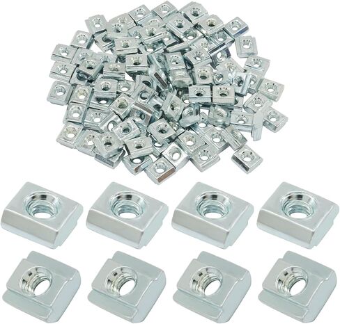 100-Pack 2020 Series M4 Sliding T Nuts, Metric M4 Thread Slide in T-Nuts​ for 6mm T-Slot 20x20 Aluminum Extrusion Profiles, Silver in Saudi Arabia
