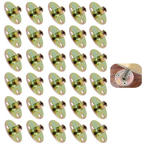 30 PCS 1/4"-20 Brad Hole Tee Nut Sturdy Hardware Screw Base T-Nuts Furniture Hardware Flange Insert Female Thread Carbon Steel T-Nut in Kuwait