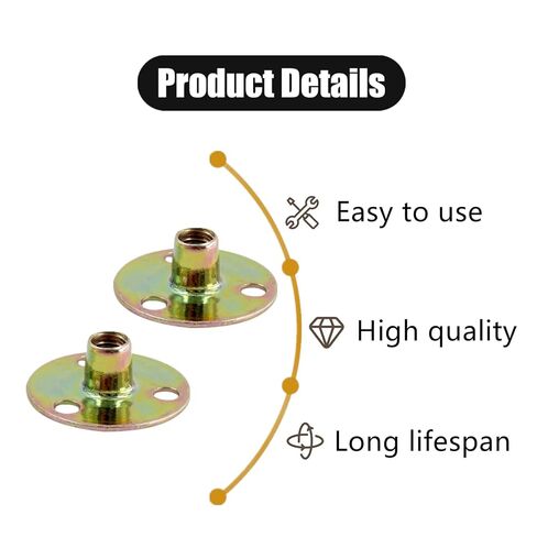 30 PCS 1/4"-20 Brad Hole Tee Nut Sturdy Hardware Screw Base T-Nuts Furniture Hardware Flange Insert Female Thread Carbon Steel T-Nut in Kuwait