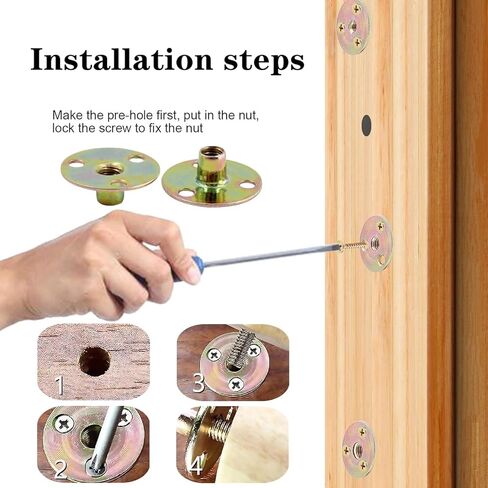 30 PCS 1/4"-20 Brad Hole Tee Nut Sturdy Hardware Screw Base T-Nuts Furniture Hardware Flange Insert Female Thread Carbon Steel T-Nut in Kuwait