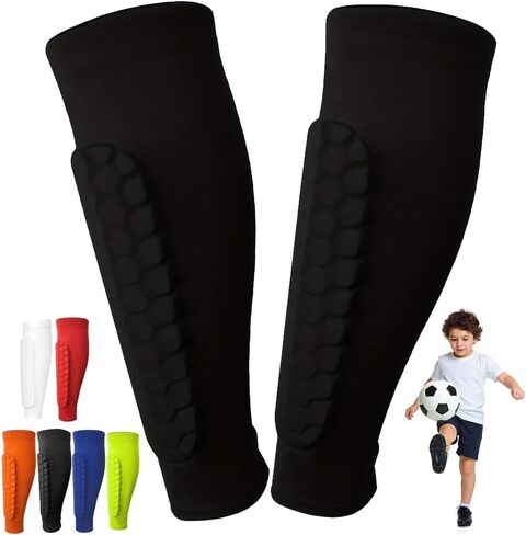 حراس كرة القدم شين شين من وسادات الأطفال للبالغين الشباب ، وأكمام ضغط العجل مع وسادات قرص العسل ، ومعدات حماية العجل خفيفة الوزن لكرة القدم لكرة القدم البيسبول بوكسينغ in Kuwait