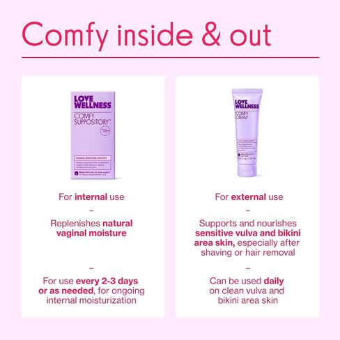 تحميلة لوف ويلنس كومفي | تحميلة مرطبة للمهبل | خالي من الهرمونات مع حمض الهيالورونيك وفطر التريميلا لدعم جفاف المهبل | 10 عدد in Kuwait