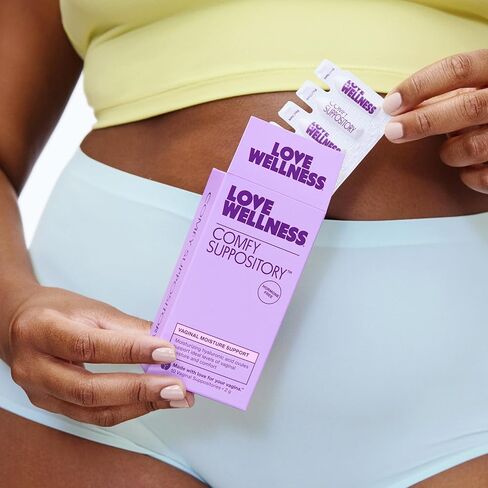 تحميلة لوف ويلنس كومفي | تحميلة مرطبة للمهبل | خالي من الهرمونات مع حمض الهيالورونيك وفطر التريميلا لدعم جفاف المهبل | 10 عدد in Kuwait