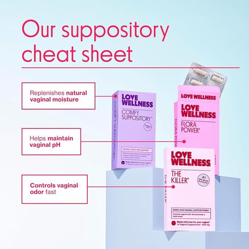 تحميلة لوف ويلنس كومفي | تحميلة مرطبة للمهبل | خالي من الهرمونات مع حمض الهيالورونيك وفطر التريميلا لدعم جفاف المهبل | 10 عدد in Kuwait