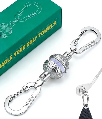 Handy Picks Magnetic Clip for Golf Towels, Original Mini Golf Ball Design, Industrial Neodymium Magnet for Strong Hold to Cart or Clubs, Essential Golf Accessory for Golf Lovers in Kuwait