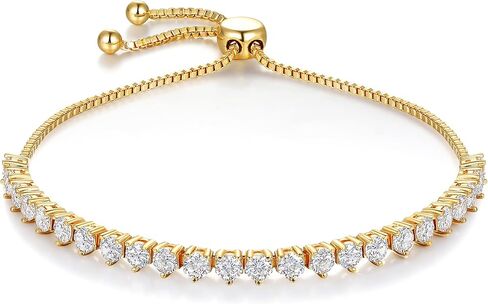 MDFUN Bracelet for Women 18k White Gold Plated Created Round Opal Simple Adjustable Tennis Opal Bracelet in Saudi Arabia