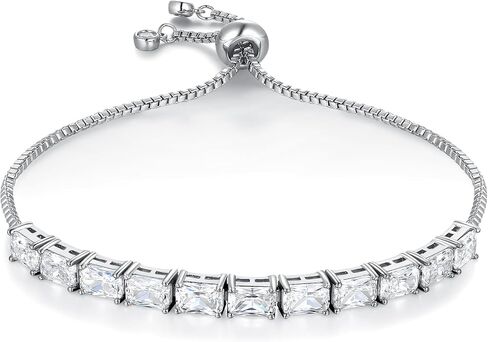 MDFUN Bracelet for Women 18k White Gold Plated Created Round Opal Simple Adjustable Tennis Opal Bracelet in Saudi Arabia