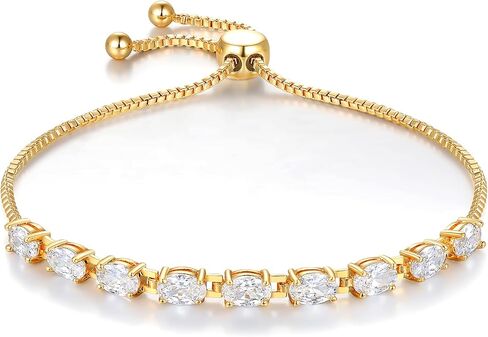 MDFUN Bracelet for Women 18k White Gold Plated Created Round Opal Simple Adjustable Tennis Opal Bracelet in Saudi Arabia