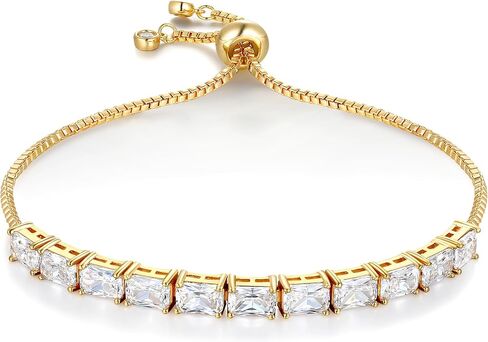 MDFUN Bracelet for Women 18k White Gold Plated Created Round Opal Simple Adjustable Tennis Opal Bracelet in Saudi Arabia