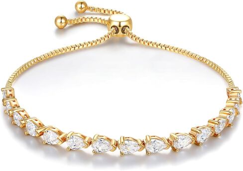 MDFUN Bracelet for Women 18k White Gold Plated Created Round Opal Simple Adjustable Tennis Opal Bracelet in Saudi Arabia
