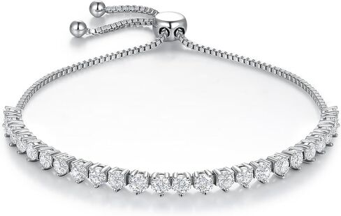 MDFUN Bracelet for Women 18k White Gold Plated Created Round Opal Simple Adjustable Tennis Opal Bracelet in Saudi Arabia