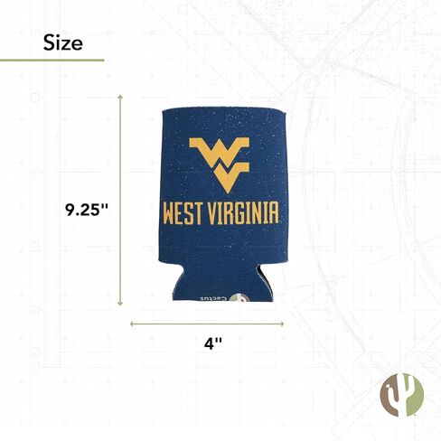Desert Cactus West Virginia University Can Insulator WVU Mountaineers Beverage Cooler 1 Pack Foam 12oz Can Holder Single Sided (Design A) in Saudi Arabia