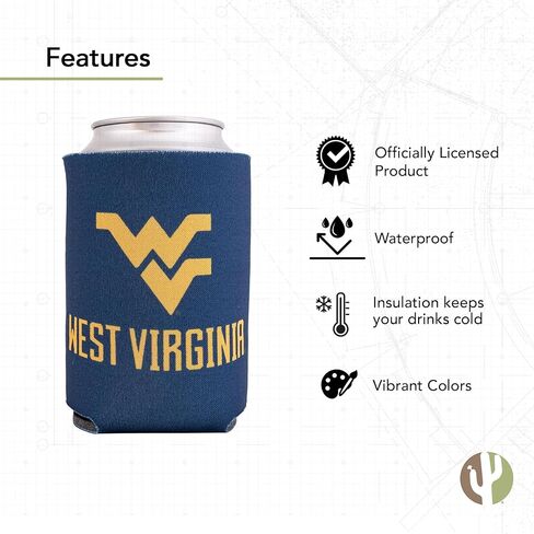Desert Cactus West Virginia University Can Insulator WVU Mountaineers Beverage Cooler 1 Pack Foam 12oz Can Holder Single Sided (Design A) in Saudi Arabia