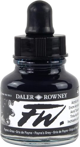 Daler-Rowney FW Acrylic Ink Bottle Shimmering Blue - Versatile Acrylic Drawing Ink for Artists and Students - Permanent Calligraphy Ink - Archival Ink for Illustrating and More in Kuwait