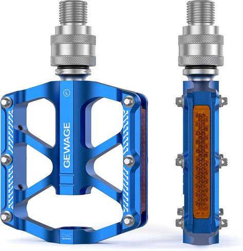 Bike Bicycle Pedals - 9/16" Quick Release Pedals Aluminum Flat Pedals - 3 Bearings Bicycle Pedals with Reflectors for Mountain Road BMX MTB Folding Bike in Saudi Arabia