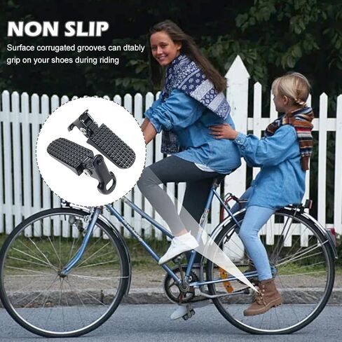 1 Pair Mini Bike Foot Pegs, Universal Foot Rest, Aluminium Alloy Non-Slip Bike Pegs, Folding Rear Pedals for Mountain Bike, Folding Bicycle (Black) in Kuwait