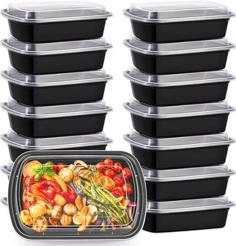 38oz Meal Prep Containers, Extra Large &Thick Food Storage Containers with Lids, Reusable Plastic,Disposable Bento Box,Stackable,Microwave/Freezer/Dishwasher Safe, BPA Free (30Pack) in Kuwait