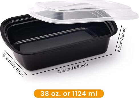 38oz Meal Prep Containers, Extra Large &Thick Food Storage Containers with Lids, Reusable Plastic,Disposable Bento Box,Stackable,Microwave/Freezer/Dishwasher Safe, BPA Free (30Pack) in Kuwait