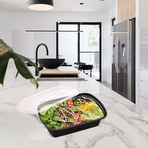 38oz Meal Prep Containers, Extra Large &Thick Food Storage Containers with Lids, Reusable Plastic,Disposable Bento Box,Stackable,Microwave/Freezer/Dishwasher Safe, BPA Free (30Pack) in Kuwait