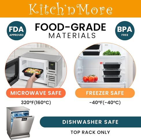 38oz Meal Prep Containers, Extra Large &Thick Food Storage Containers with Lids, Reusable Plastic,Disposable Bento Box,Stackable,Microwave/Freezer/Dishwasher Safe, BPA Free (30Pack) in Kuwait