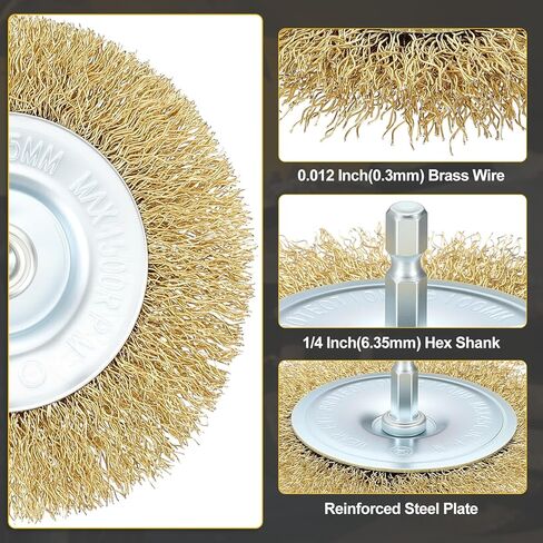 Wire Pen Cup Brush Set for Drill - 24 Pcs - Coarse Carbon Steel/Brass Crimping Drill Wire Brush(0.012" Wire Size) - 1/4 Inch Hex Shank - Good for Cleaning Rust Paint Abrasive in Saudi Arabia