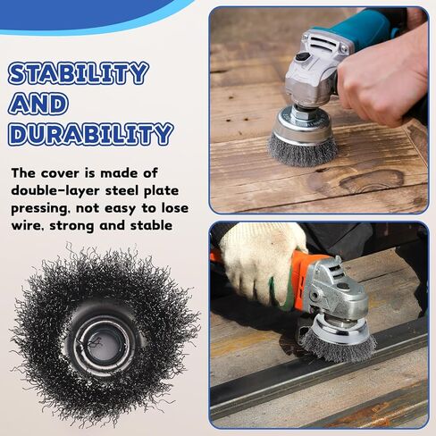 LEIFIDE 30 Pack 3 Inch Coarse Crimped Wire Cup Brush for Angle Grinder, 5/8"-11 Threaded Arbor Wire Wheel Cup Brushes Steel Angle Grinder Coarse Brushes for Heavy Cleaning Rust Removal Stripping in Saudi Arabia