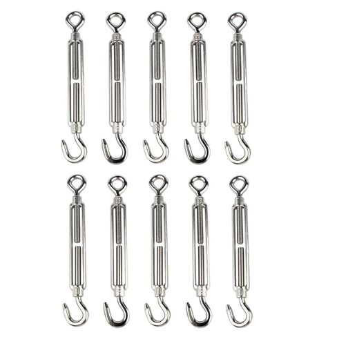 10Pcs M8 Eye & Eye Turnbuckle Heavy Duty Tensioner Adjustable Shade Sail Hardware for Tightening Up Metal Cable Wire 5/16" in Kuwait