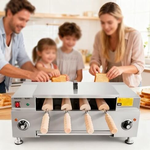 Commercial Electric Ice Cream Cone Oven Machine, Chimney Cake Maker with 4 Rollers, Adjustable Temperature, Perfect for Baking Delicious Bread Rolls and Cones. in Saudi Arabia
