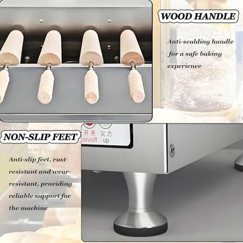 Commercial Electric Ice Cream Cone Oven Machine, Chimney Cake Maker with 4 Rollers, Adjustable Temperature, Perfect for Baking Delicious Bread Rolls and Cones. in Saudi Arabia