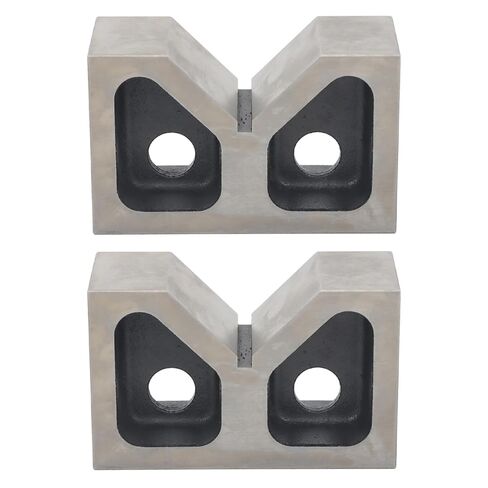 findmall Accuracy Ground 5" Cast Iron V-Blocks - Matched Pair for Machining and Inspection 5" x 3-1/8" x 2" - 90° V-Groove, Hardened in Kuwait