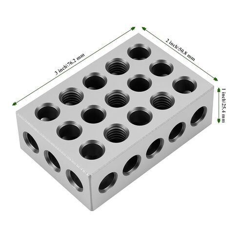 Pair of 1x2x3 Inch Blocks with 23 Holes, High-Precision Parallel Blocks Set for Equipment Calibration, Includes Mounting Screws, Wrench and Tool Case in Kuwait