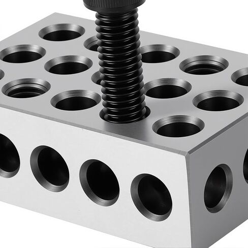 Pair of 1x2x3 Inch Blocks with 23 Holes, High-Precision Parallel Blocks Set for Equipment Calibration, Includes Mounting Screws, Wrench and Tool Case in Kuwait