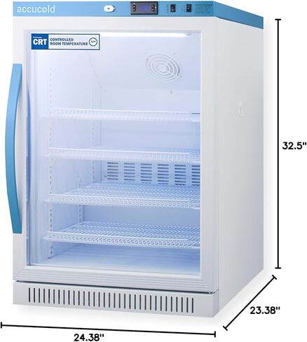 Accucold ARG6PV-CRT 6 Cu.Ft. ADA Height Upright Controlled Room Temperature Cabinet; Automatic Defrost; Stable Operation; Glass Door; Audible Power Failure Alarm; Password Protection; Interior Light in Saudi Arabia